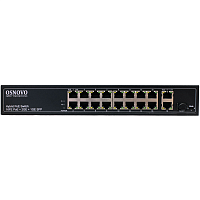 SW-61621(300W) Коммутатор/ OSNOVO PoE коммутатор FE, 16 *10/100 Base-T с PoE, 2 x GE Uplink (RJ45), 1 x GE SFP Uplink, мощность PoE на порт до 30W, суммарно PoE до 292W