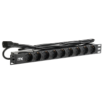 PH22-9D2-P PDU 9 розеток DIN49440 (нем. cтанд.) 1U, шнур 2м вилка IEC 320 C14, профиль из ПВХ, черный