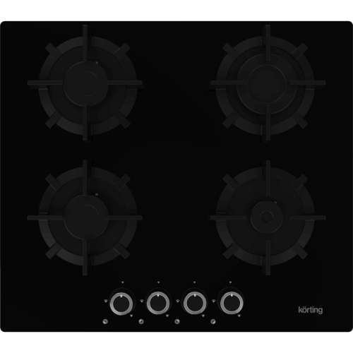 Встраиваемая варочная панель Korting/ Газ, 60 см, 4 конфорки, стекло, черный цвет