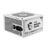 306-7ZP8A24-CE0 Блок питания ПК/ Power Supply MSI MAG A850GL PCIE5 WHITE, 850W 80+ Gold (ATX, 3.1, PCIe 5.1, Full modular, 1x24(20+4)pin, 2xCPU 8(4+4)pin, 4xPCIe*2 8(6+2)pin, 1x12VHPWR, 8xSATA3, 4xMOLEX4pin, Active, 120x120mm, 140x150x86mm, APFC, white)