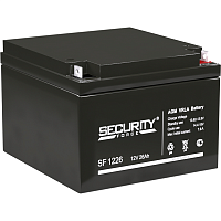 SF1226 Аккумуляторная батарея/ Battery SECURITY FORCE SF series, SF 1226, voltage 12V, capacity 26Ah (discharge 20 hours), max. Discharge current (5 sec.) 30A, max. charging current 7.8 A, lead-acid AGM type, terminals for nut and bolt M6, LxWxH 166x175x1