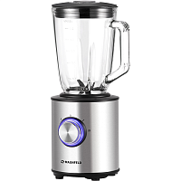 MBL.1000S Стационарный блендер MAUNFELD/ Стационарный блендер, 1000Вт, чаша 1.5 л, корпус из нержавеющей стали, 2 режима скорости и импульсный режим, серебристый цвет с синей LED подсветкой