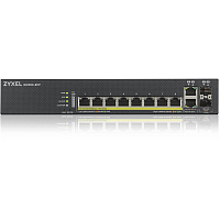 GS1920-8HPV2-EU0101F Коммутатор/ ZYXEL GS1920-8HPv2 Hybrid Smart switch PoE+ ZYXEL Nebula Flex, 8xGE PoE+, 2xCombo (SFP/RJ-45), silent (fanless), budget PoE 130W, Standalone / cloud management