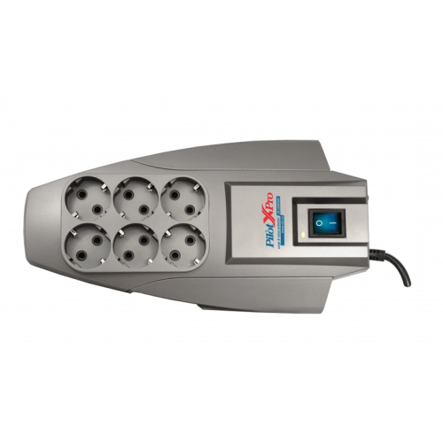 PilotX-Pro10M Сетевой фильтр Pilot X-Pro 10 м, 6 розеток, Zero Start биметаллический предохранитель, микропроцессор/ Surge protector ZIS Pilot X-Pro 10m, 6 outlets, microprocessor, white фото 2