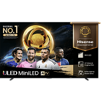100U7Q Телевизор ЖК 100'' Hisense/ 100", Ultra HD, Mini LED, Local Dimming Zone 608, 165 Hz, Smart TV (ОС VIDAA U9), Wi-Fi, DVB-T2/T/C/S2/S, HDR 10+, Dolby Vision, Dolby Atmos, Bluetooth, 2.1 2*15W+20W, CI+(1.4), 4хHDMI, 2хUSB, Works with Alexa, Alexa Bui