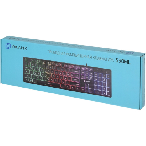 1061617 Клавиатура Oklick 550ML черный USB slim Multimedia LED (1061617) фото 13