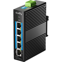 IF1005P Промышленный коммутатор/ 5-Port 10/100M Aluminum Industrial PoE+ Switch, 4 10/100M Ports, 1 10/100M Uplink Ports, 802.3at/af, Din-rail design, Power supply: DC 9.6~57V, work temperature:-40°C-75°C, Power Adapter Not Included