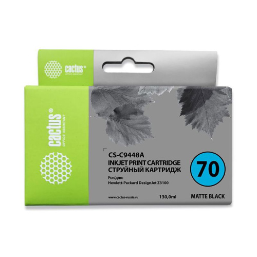 -/ Картридж струйный Cactus CS-C9448A №70 черный матовый (130мл) для HP DJ Z3100