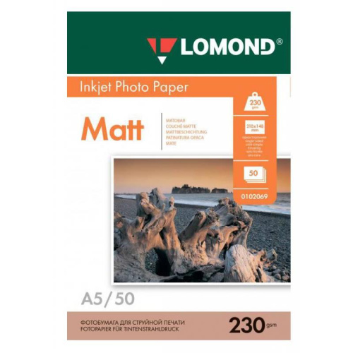 0102069 Фотобумага Lomond 0102069 A5/230г/м2/50л./белый матовое для струйной печати 0102069 Фотобумага Lomond 0102069 A5/230г/м2/50л./белый матовое для струйной печати