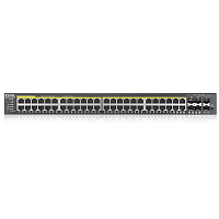 GS2220-50HP-EU0101F Коммутатор/ ZYXEL NebulaFlex Pro GS2220-50HP Hybrid L2 PoE+ Switch, 19 "rack, 44xGE PoE +, 4xCombo (SFP / RJ-45 PoE+), 2xSFP, 375W PoE Budget, Standalone / Cloud Management