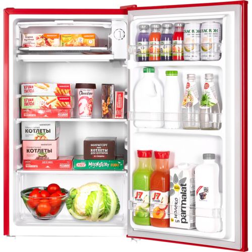 MFF83RR Холодильник MAUNFELD/ Холодильник MAUNFELD, ВхШхГ 831х474х447мм, объем 92 л, морозильная камера внутри, ретро стиль, механическое управление, ручная разморозка, энергоэффективность А+, цвет красный фото 2