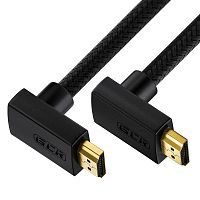 GCR-53273 GCR Кабель 0.5m HDMI 2.0, M верхний угол/M верхний угол, черный в оплетке нейлон, медь, HDR 4:2:2, UHD 4K60Hz/5K*30Hz, 3D, AUDIO, 18.0Гбит/с, 28 AWG