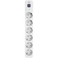 SP-06W3.0M Фильтр-удлинитель PowerCom SP-06W 3.0M, 6 розеток, белый, 16А, 4кВт, 380Дж, защитные шторки, защита от КЗ, перегрузки, ВЧ и импульсных помех, кабель 3x1.5 мм2, ШхГхВ 338.5х50х40.2 мм, вес 0.68 кг./ Surge protector PowerCom SP-06W 3.0M, 6 socket