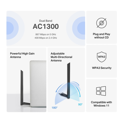 MA30H Адаптер Wi-Fi/ AC1300 High Gain Wireless Dual Band USB Adapter фото 5