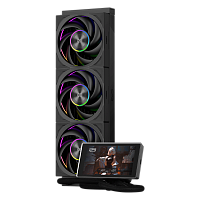 DT360MaxARGBDisplayBK Система охлаждения/ Water Cooling System PCCooler DT360 Max ARGB Display BK (300W, 360mm, LED, Black, ARGB/ Fans: 3x120mm, 83CFM, 33.1dBA, 3000RPM/ Pump height 63mm, 15dBA, 2600RPM, Rad thickness 27mm/ S: 1851, 1700, 1200, 115X, AM5,