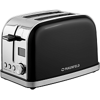 MF-821BK Тостер MAUNFELD/ Тостер,механическое управление,2 отсека, 950 Вт, дисплей, регулировка степени поджаривания, индикация степени поджаривания, функция подогрева, подсветка элементов управления, поддон для сбора крошек, цвет черный