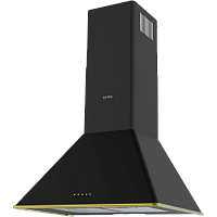 KHC6648RGN Вытяжка Korting/ Кухонная вытяжка, Настенная вытяжка, Ширина 60 см, Мощность: 650 м3/ч, 3 режима, Механическое управление, Алюминиевые жировые фильтры, LED освещение, цвет - черный, профиль рамки и кнопки - золото