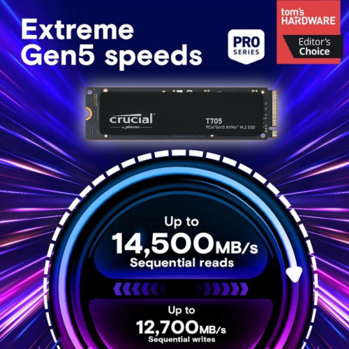 CT2000T705SSD3 Твердотельный накопитель Crucial T705 2TB PCIe Gen5 NVMe M.2 SSD CT2000T705SSD3 фото 2 CT2000T705SSD3 Твердотельный накопитель Crucial T705 2TB PCIe Gen5 NVMe M.2 SSD CT2000T705SSD3 фото 2