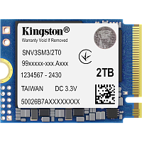 SNV3SM3/2T0 Твердотельный накопитель/ Kingston SSD NV3, 2000GB, M.2(22x30mm), NVMe, PCIe 4.0 x4, 3D TLC, R/W 6000/5000MB/s, TBW 640, DWPD 0.2 (60 мес)