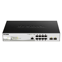 DGS-1210-10P/ME/B1A Коммутатор/ DGS-1210-10P/ME/B Managed L2 Metro Ethernet Switch 8x1000Base-T PoE, 2x1000Base-X SFP, PoE Budget 78W, Surge 6KV, CLI, RJ45 Console, Dying Gasp