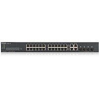 GS1920-24V2-EU0101F Коммутатор/ ZYXEL GS1920-24v2 Hybrid Smart switch ZYXEL Nebula Flex, 24xGE, 4xCombo (SFP/RJ-45), silent (fanless), Standalone / cloud management