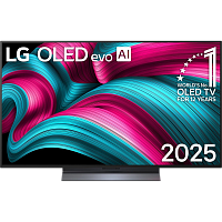OLED48C5RLA.ARUG Телевизор 48'' LG/ 48'' OLED, Ultra HD, Smart TV, WebOS, Bluetooth, MR NFC, 120Hz Native (VRR 144Hz), 2.2ch 40Вт Dolby Atmos, 2хHDMI, 3хUSB, 1 Pole, Charcoal Black, 2025