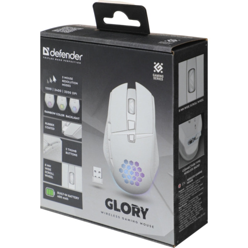 52513 Мышь DEFENDER USB OPTICAL WRL GLORY GM-514 WHITE 52513 фото 4 52513 Мышь DEFENDER USB OPTICAL WRL GLORY GM-514 WHITE 52513 фото 4