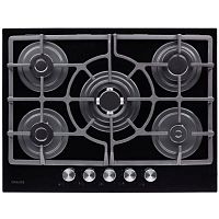 Встраиваемая варочная панель Graude/ Газ, 70 см, 5 конфорок, механическое управление, черный цвет