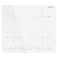Встраиваемая варочная панель HOMSAir/ Индукционная варочная панель HOMSair HIC64SWH, 60 см, 4 конфорки, мощность конфорок 2000, 2000, 1200, 1200 Вт, сенсорное управление, бустер, автоматическое выключение, 9 уровней мощности, блокировка панели, таймер, бе