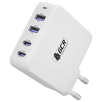 GCR-54225 GCR Сетевое зарядное устройство 100W, 2 USB + 2 TypeC, GaN Tech Quick Charger, PD 3.0, белый