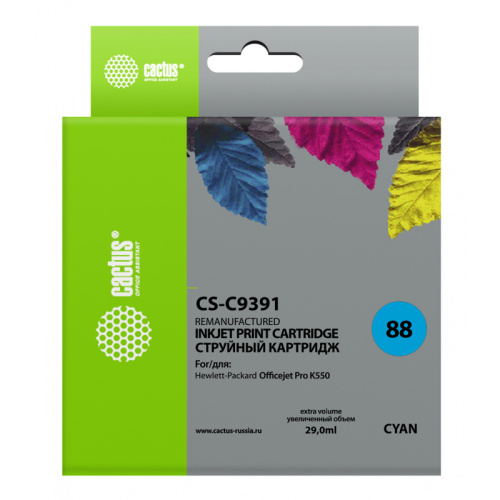 CS-C9391 -/ Картридж струйный Cactus CS-C9391 №88 голубой (29мл) для HP DJ Pro K550 фото 2