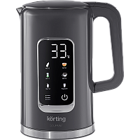 KWK0906Gourmet Электрический чайник KORTING/ Электрический чайник KORTING, объем 1.7 л, электронное управление, цифровой дисплей, 5 температурных режимов, автоотключение, цвет серый