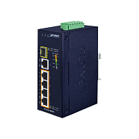IGS-614HPT коммутатор/ PLANET IGS-614HPT IP40 Industrial 4-Port 10/100/1000T 802.3at PoE + 1-Port 10/100/1000T + 1-Port 100/1000X SFP Gigabit Ethernet Switch(-40 to 75 C, dual 12V~56V DC power boost, PoE Usage LED)