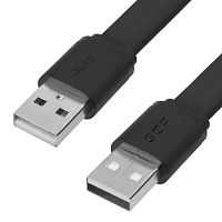 GCR-UM7M-BC-2.0m GCR Кабель PROF 2.0m USB 2.0 AM/AM, плоский, черный, 28/24 AWG, экран, заземление, морозостойкий, GCR-UM7M-BС-2.0m