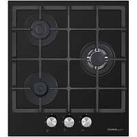Встраиваемая газовая панель HOMSair/ Варочная поверхность, газ, механическое управление, 3 конфорки, газ контроль, автоподжиг, материал решетки чугун, WOK-конфорка, конфорки ALBEK, черный цвет