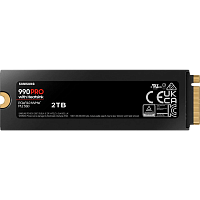 MZ-V9P2T0CW Твердотельный накопитель/ Samsung SSD 990 PRO, 2000GB, M.2(22x80mm), NVMe 2.0, PCIe 4.0 x4, V-NAND TLC, R/W 7450/6900MB/s, IOPs 1 400 000/1 550 000, DRAM buffer 2048MB, TBW 1200, DWPD 0.33, with Heatsink (12 мес.)