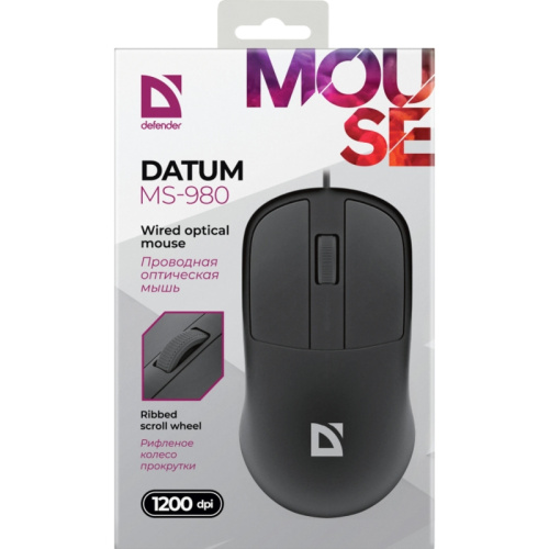 52981 Defender Проводная оптическая мышь Datum MS-980 черный,3 кнопки,1200dpi,1.2м фото 6 52981 Defender Проводная оптическая мышь Datum MS-980 черный,3 кнопки,1200dpi,1.2м фото 6
