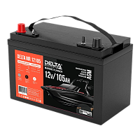 MR12105 Аккумуляторная батарея для водного транспорта/ DELTA серия MR, MR 12105, напряжение 12В, емкость 105 Ач (разряд 20 часов; 10.5В), пусковой ток: 940А, полярность прямая ( + -), тип AGM;Pb (свинцово-кислотный), клеммы: Конус, ДxШxВ 330x172x236мм., в