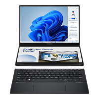 90NB14X1-M00M30 Ноутбук/ ASUS UX8406CA-QL345X Duo Touch 14+14"(1920x1200 + 1920x1200 OLED 16:10)/Touch/Intel Core Ultra 7 255H(2Ghz)/32768Mb/1024PCISSDGb/noDVD/Int:Intel Graphics/Cam/BT/WiFi/75WHr/war 1y/1.65kg/Inkwell Gray/Win11Pro + 2х14" экрана; маг-ал