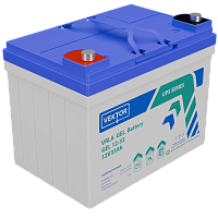 GEL12-33 Батарея Vektor Battery серия GEL, GEL 12-33, напряжение 12В, емкость 33 Ач (разряд 10 часов), макс. ток разряда (5 сек.) 330А, макс. ток заряда 6,6 А, свинцово-кислотная типа GEL, клеммы M6, ДxШxВ 196x130x154мм., вес 10,1 кг., срок службы 13 лет