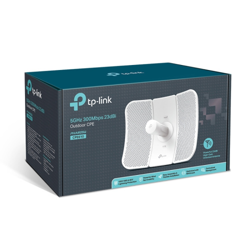 CPE610 Точка доступа/ Outdoor 5GHz 300Mbps CPE, MIMO 2x2, 23dBi directional antenna, 25 km, IP65, 1 FE Port, Passive PoE фото 4
