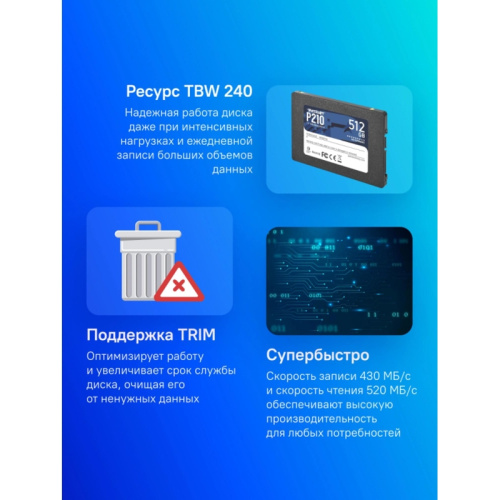 P210S512G25 Твердотельный накопитель Patriot SATA-III 512GB P210S512G25 P210 2.5" [P210S512G25] фото 2