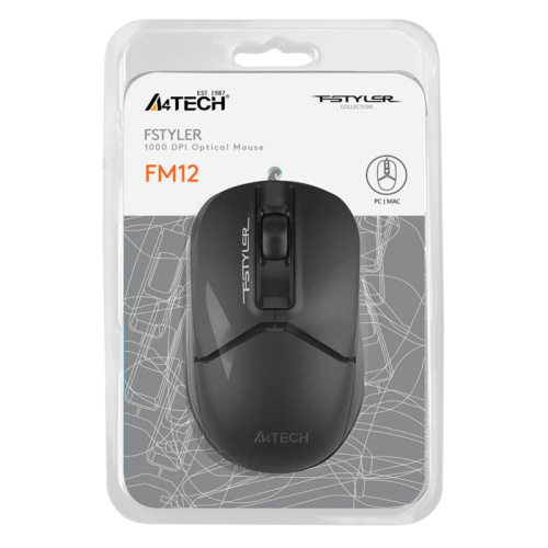 FM12BLACK Мышь A4Tech Fstyler FM12 черный оптическая 1200dpi USB 3but (FM12 BLACK) фото 5 FM12BLACK Мышь A4Tech Fstyler FM12 черный оптическая 1200dpi USB 3but (FM12 BLACK) фото 5