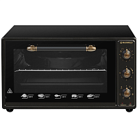CEMOA.456.RBG Мини-печь MAUNFELD/ Электрическая мини-печь, ширина 60 см, механическое управление, 45 л,конвекция, таймер, гриль, подсветка, 50-300 градусов, 7 режимов, цвет черный+стекло,фурнитура бронза