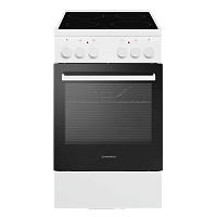 MEC55CW07 Плита электрическая MAUNFELD/ Электрическая стеклокерамическая плита MAUNFELD MEC55CW07, отдельностоящая, механическое управление, гидролизная очистка, поворотные переключатели, объем 60 л, 3 стекла в дверце, 4 конфорки, индикатор остаточного те