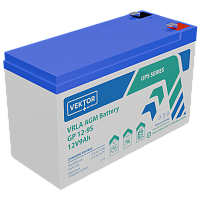 GP12-9S Батарея Vektor Battery серия GP , GP 12-9S, напряжение 12В, емкость 9Ач (разряд 20 часов), емкость 8,36Ач (разряд 10 часов), макс. ток разряда (5 сек.) 90А, макс. ток заряда 2,7A, свинцово-кислотная типа AGM, клеммы Т2, ДxШxВ 151x65x99.5 мм., вес
