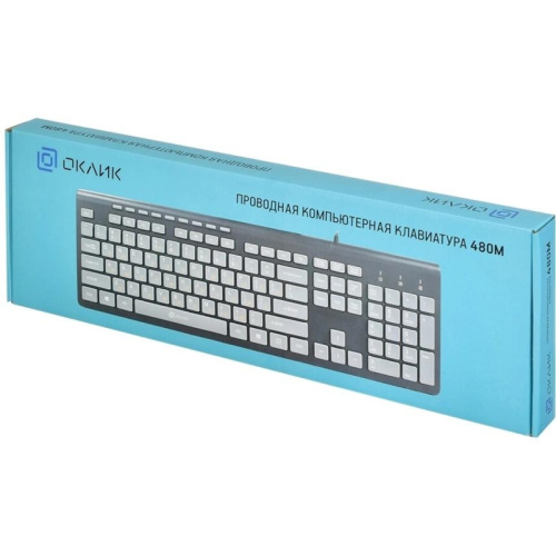 1067199 Клавиатура Oklick 480M черный/серый USB slim Multimedia (1067199) фото 4