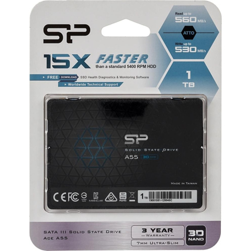 SP001TBSS3A55S25 Твердотельный накопитель Silicon Power SATA-III 1TB SP001TBSS3A55S25 Ace A55 2.5" [SP001TBSS3A55S25] фото 4