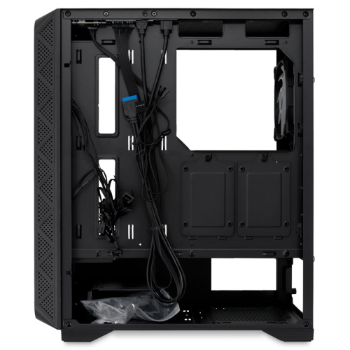 M521-TGBK-ARGB Корпус без блока питания/ Case HSPD M521, Mesh Mid Tower, Black, slide TG, 0.45 SPCC, 4x120mm ARGB (M11-120) ATX, mATX, mITX 160/330/184mm 2x2.5", -, 7xPCI 2xUSB-A 3.0, 1xUSB-A 1.0 390x200x449mm фото 6