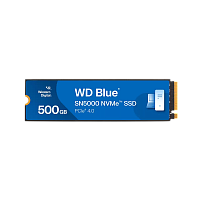 WDS500G4B0E Твердотельные накопители/ WD SSD Blue SN5000, 500GB, M.2(22x80mm), NVMe, PCIe 4.0 x4, TLC, R/W 5000/4000MB/s, TBW 300, DWPD 0.3 (12 мес.)